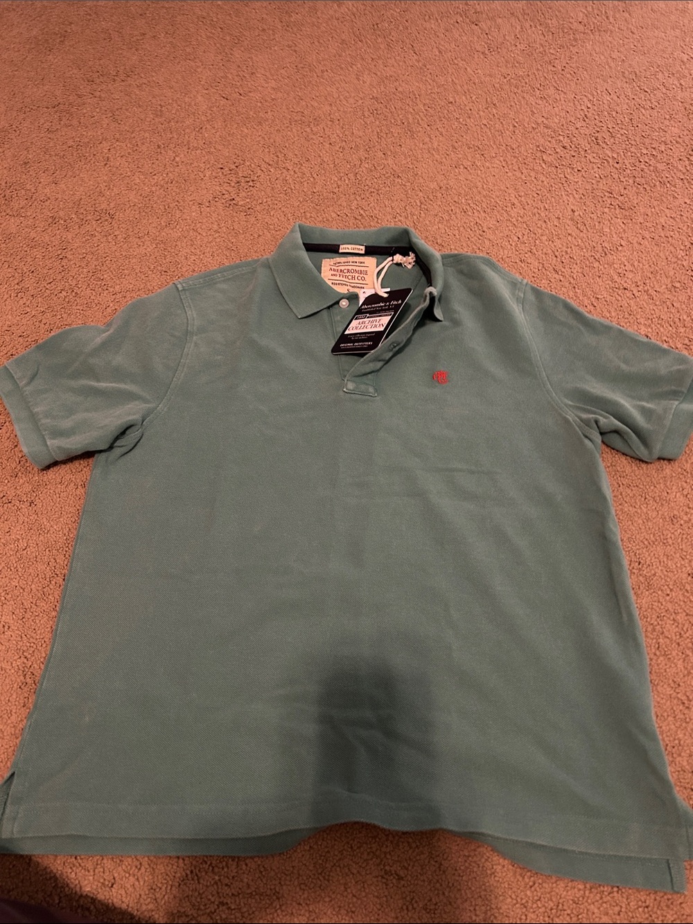 Abercrombie & Fitch Seafoam Green Polo with Small Red Logo